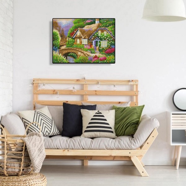 11ct Full cross stitch | Country house（30x40cm） Painting By Numbers UK