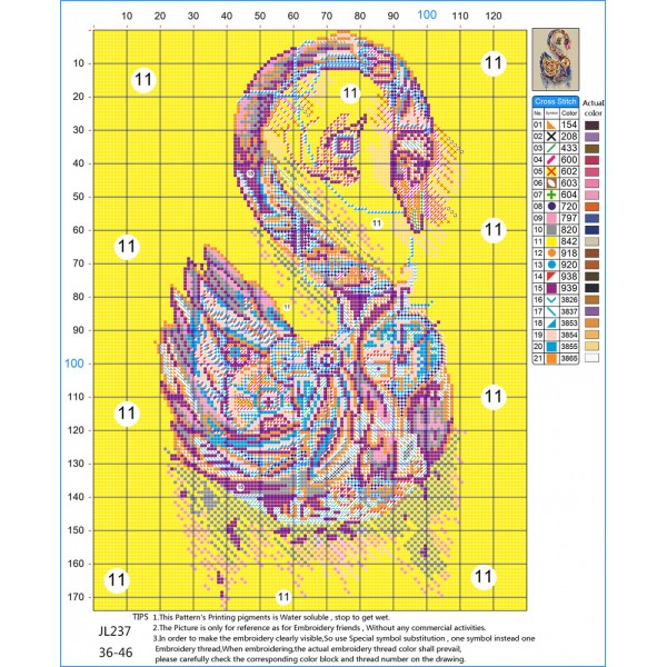 11ct cross stitch | Swan（36x46cm） Painting By Numbers UK