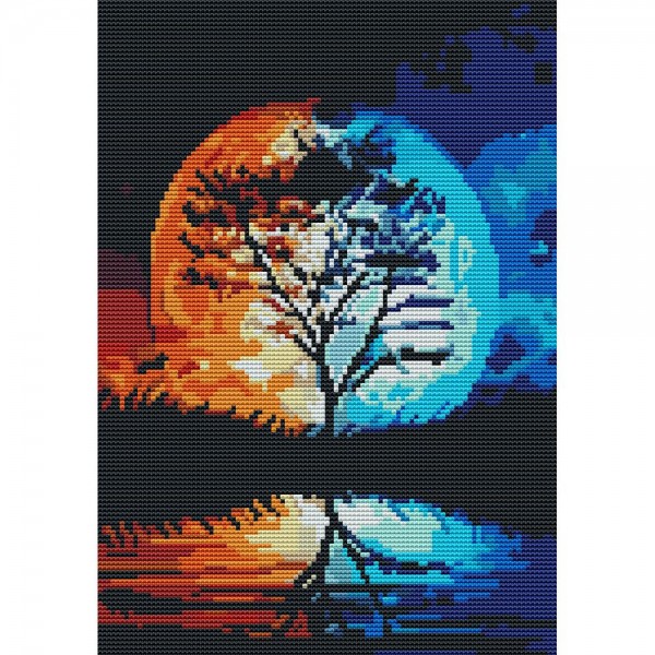 14ct Fullcross stitch | Tree Moon（30x40cm） Painting By Numbers UK