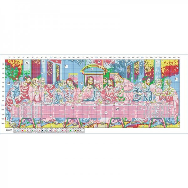 14ct Full cross stitch | The Last Supper（95x40cm） Painting By Numbers UK