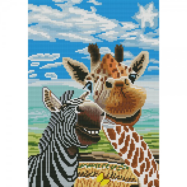 11ct Full cross stitch | Zebra and giraffe（30x40cm） Painting By Numbers UK