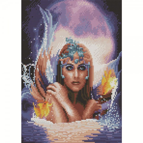 11ct Full cross stitch | Mermaid（30x40cm） Painting By Numbers UK
