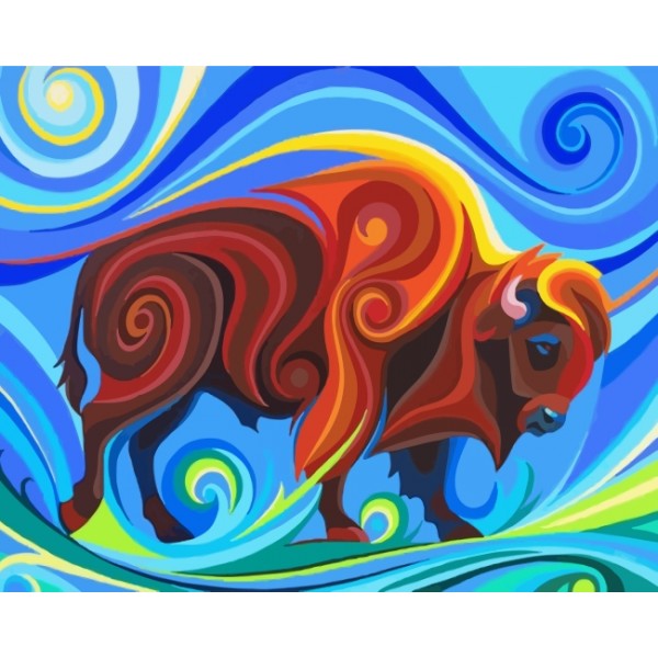Abstract Buffalo  (40X50cm) Painting By Numbers UK