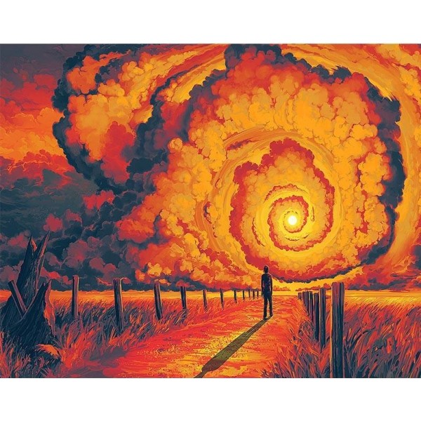 Red Storm Scene (40X50cm) Painting By Numbers UK