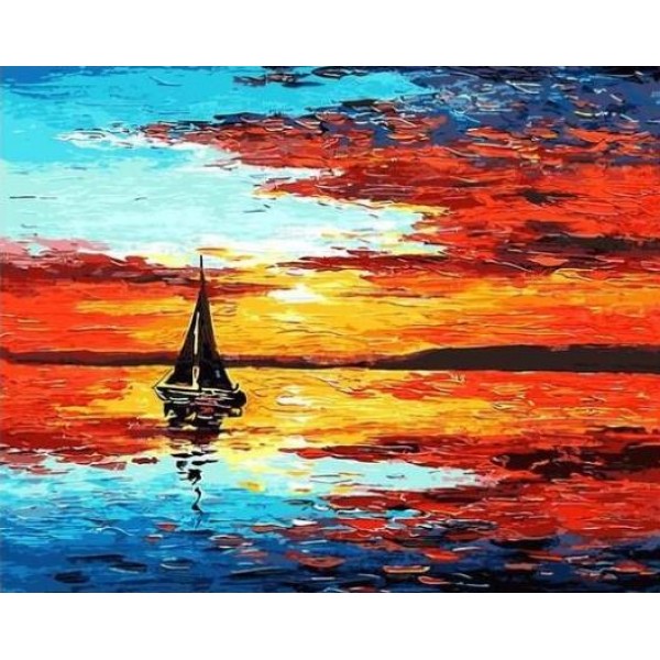 Sailboat on Sunset  (40X50cm) Painting By Numbers UK