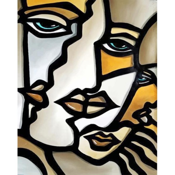 Abstract Cubism Faces(40X50cm) Painting By Numbers UK