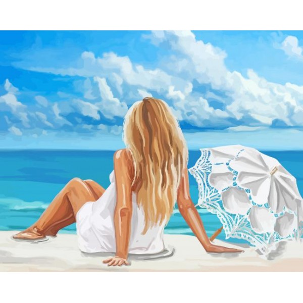 Beautiful woman on the beach- 40*50cm Painting By Numbers UK