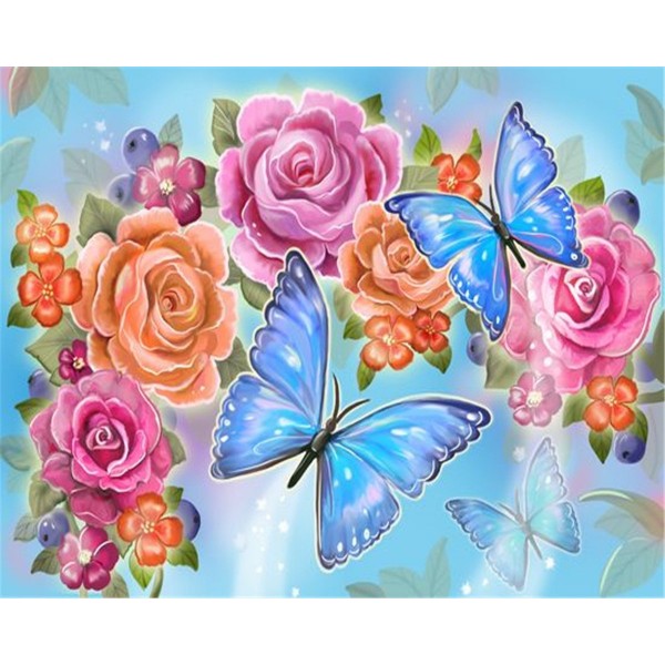 Butterflies and flowers Painting By Numbers UK