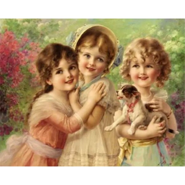 Three lovely little girls Painting By Numbers UK