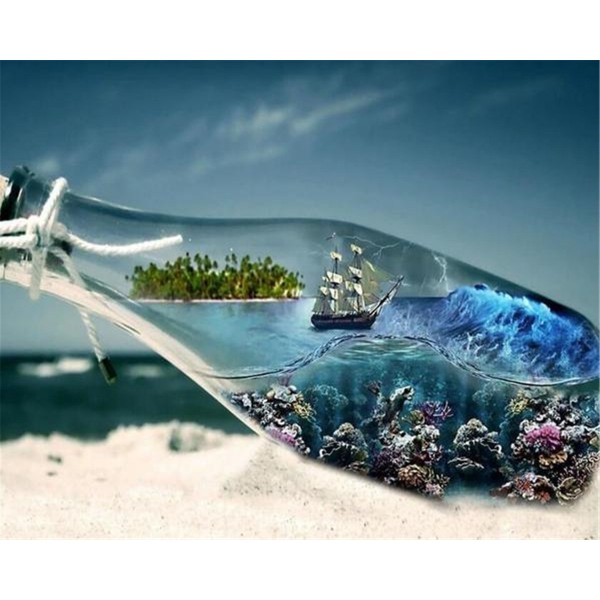 The underwater world in a drifting bottle Painting By Numbers UK