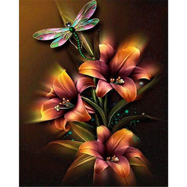Dragonfly and glowing lily Painting By Numbers UK