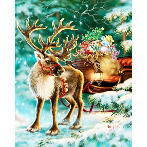 Christmas snow elk Painting By Numbers UK