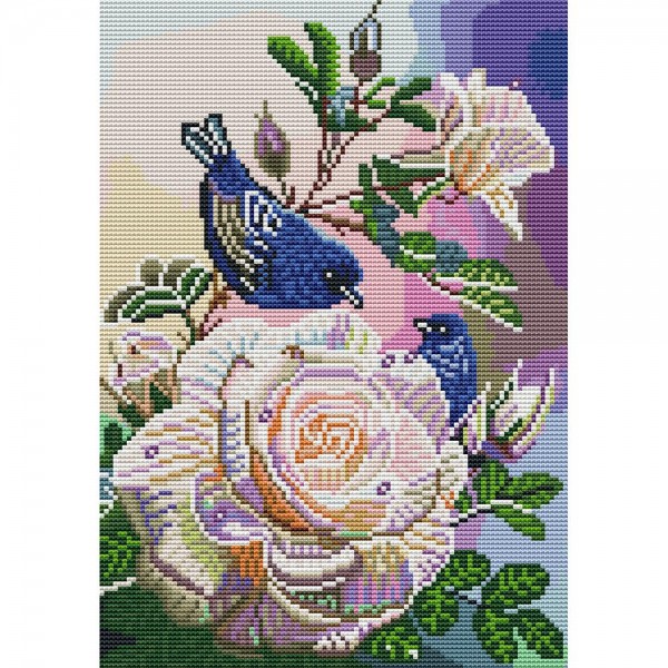 14ct Full cross stitch | Flower and Bird（30x40cm） Painting By Numbers UK