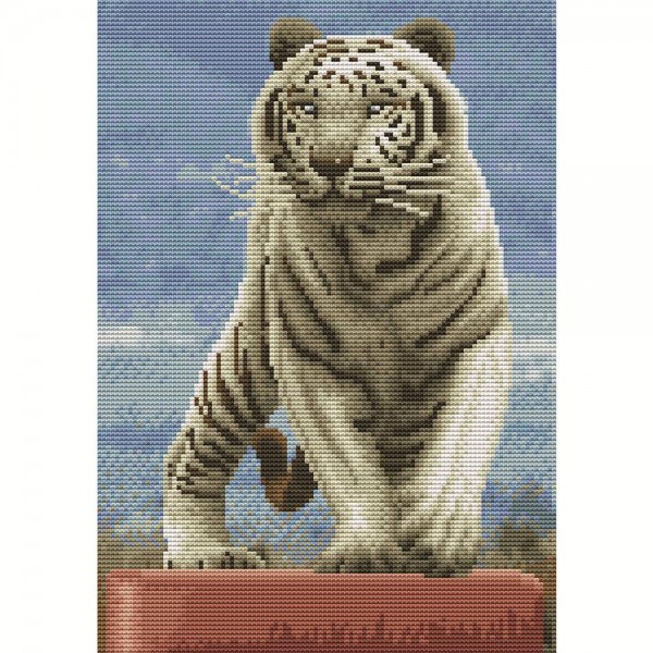 11ct Full cross stitch | White Tiger（30x40cm） Painting By Numbers UK