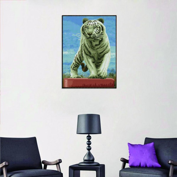 11ct Full cross stitch | White Tiger（30x40cm） Painting By Numbers UK