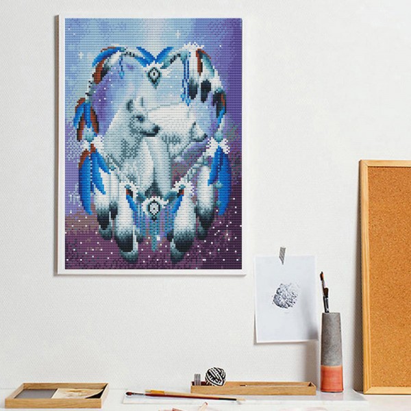 11ct Full cross stitch | Wolf（30x40cm） Painting By Numbers UK