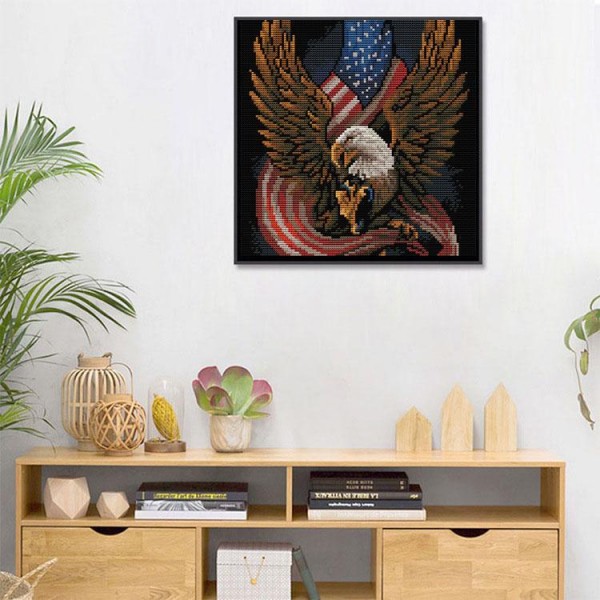 11ct Full cross stitch | Eagle and flag（30x30cm） Painting By Numbers UK