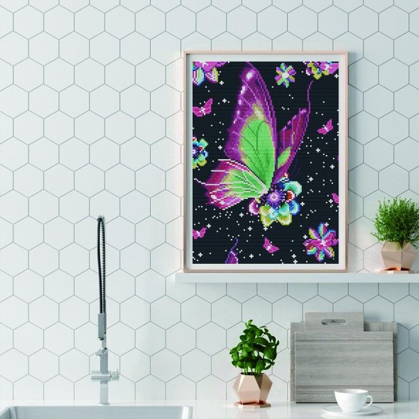11ct Full cross stitch | butterfly（30x40cm） Painting By Numbers UK