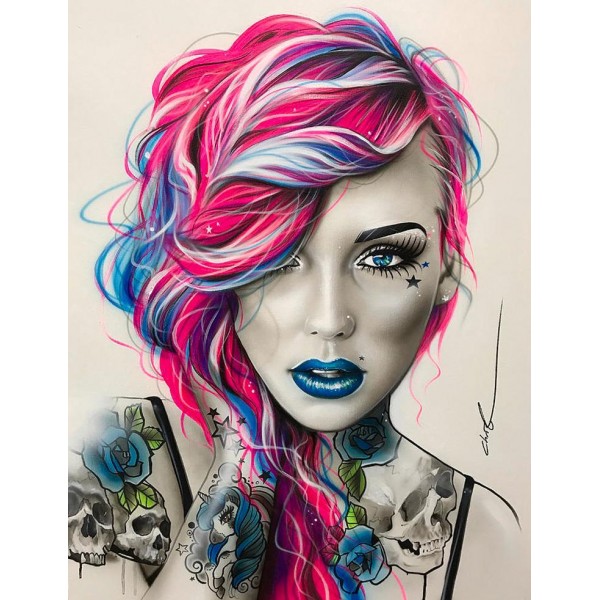 11ct Fullcross stitch | Tattoo woman（30x40cm） Painting By Numbers UK