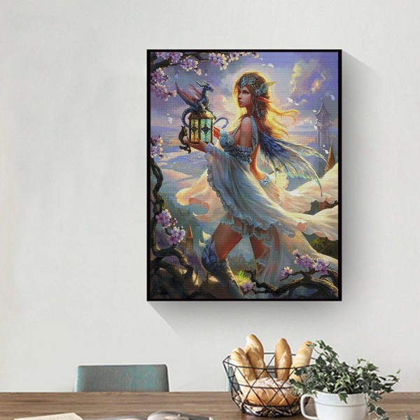 11ct Full cross stitch | Beauty and Dragon（30x40cm） Painting By Numbers UK