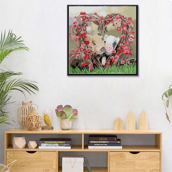 11ct Full cross stitch | Pig（30x30cm） Painting By Numbers UK