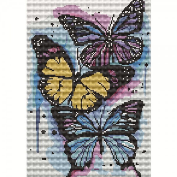 11ct Fullcross stitch | Three butterflies（30x40cm） Painting By Numbers UK