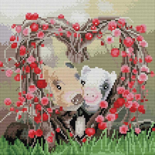11ct Full cross stitch | Pig（30x30cm） Painting By Numbers UK