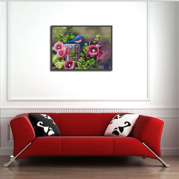 11ct Full cross stitch | Flowers and birds（30x40cm） Painting By Numbers UK