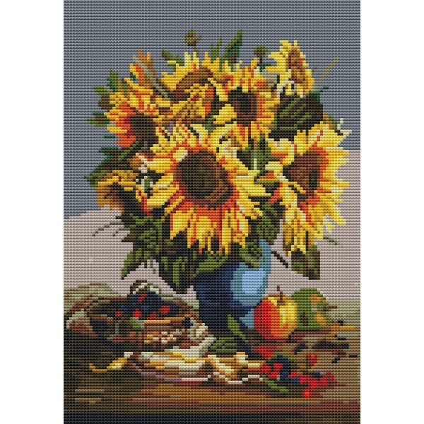 11ct Full cross stitch | Vase flower（30x40cm） Painting By Numbers UK