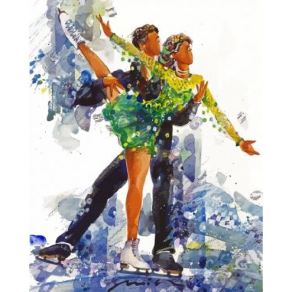 Abstract Ice Skaters (40X50cm) Painting By Numbers UK