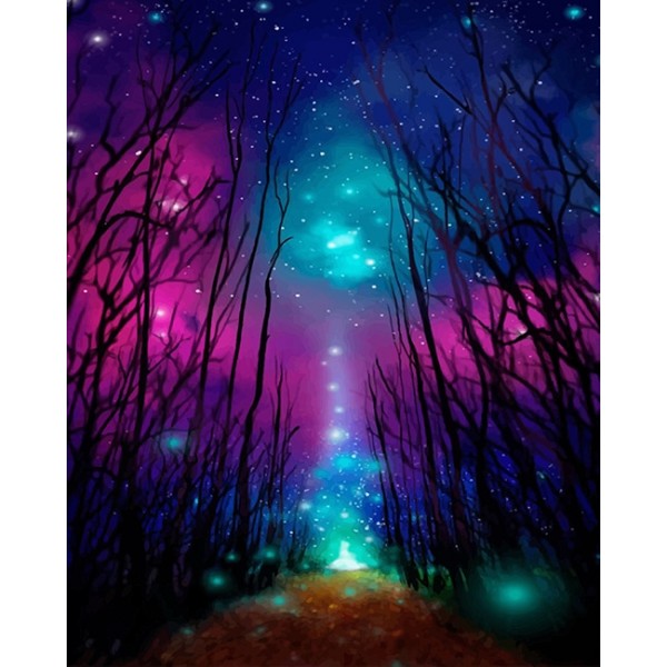 Colorful Sky Trees Silhouette  (40X50cm) Painting By Numbers UK