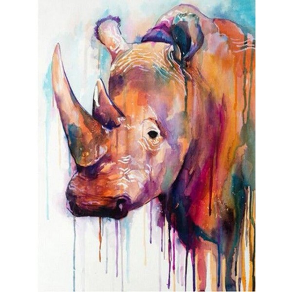 Colorful rhinoceros-- 40*50cm Painting By Numbers UK