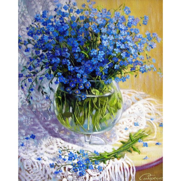 Blue flowers Painting By Numbers UK