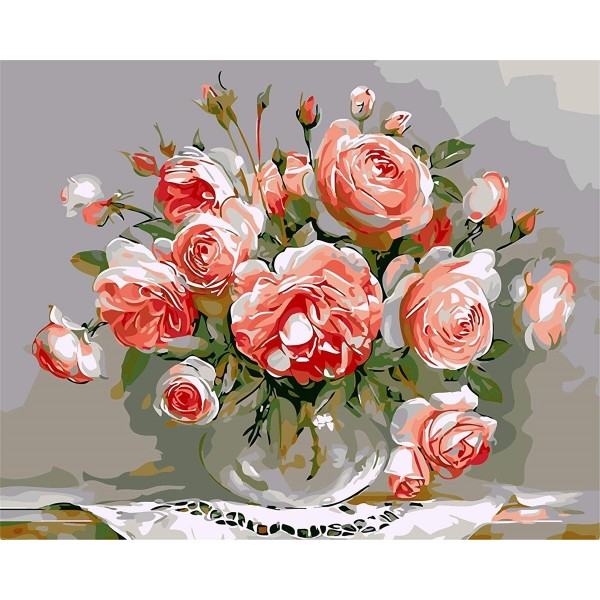 Flower peony on vase Painting By Numbers UK