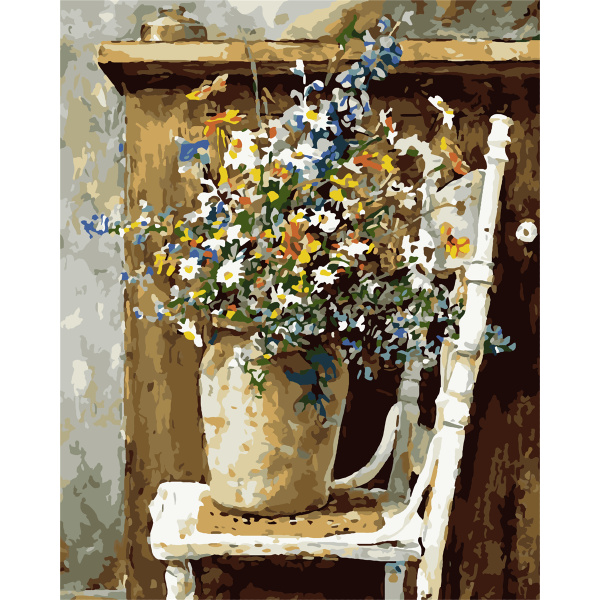 Flower on chair Painting By Numbers UK