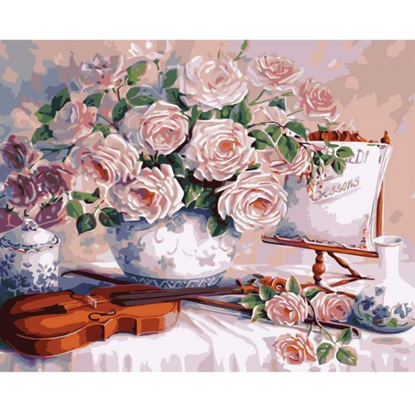 Flowers and music- 40*50cm Painting By Numbers UK