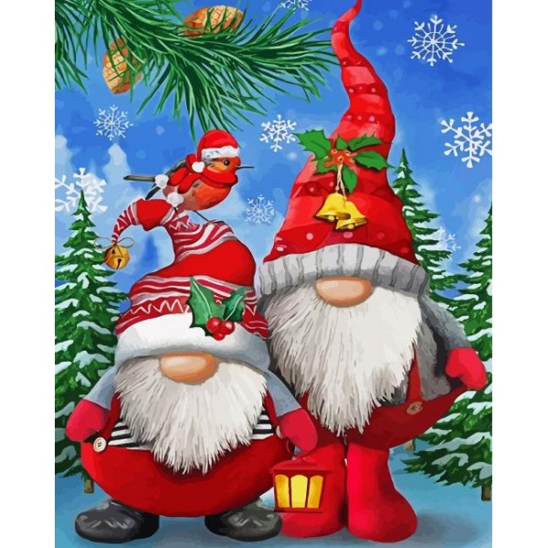 Christmas Gnomes  (40X50cm) Painting By Numbers UK