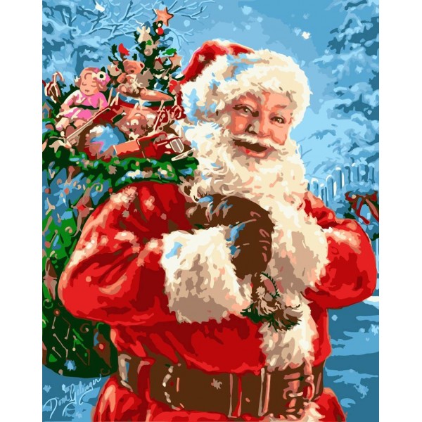  Santa Claus carrying a gift bag Painting By Numbers UK