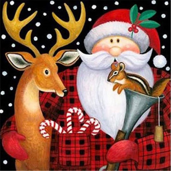 Santa Claus, deer and squirrel Painting By Numbers UK