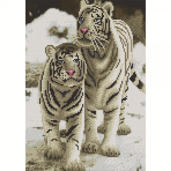 11ct Full cross stitch | Little White Tiger（30x40cm） Painting By Numbers UK