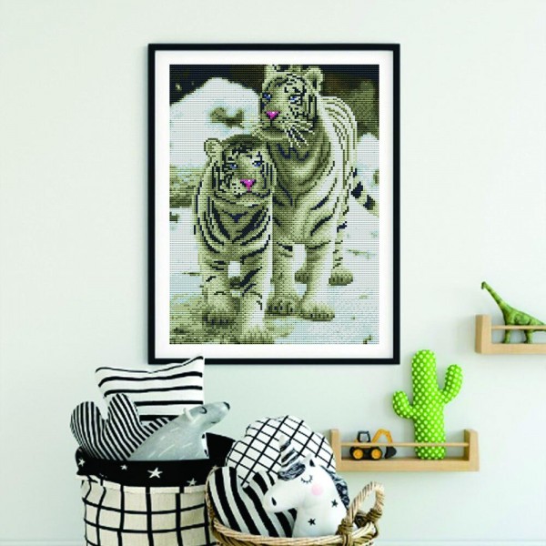 11ct Full cross stitch | Little White Tiger（30x40cm） Painting By Numbers UK