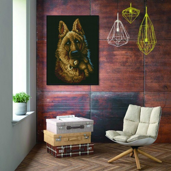 11ct Full cross stitch | Dog（30x40cm） Painting By Numbers UK