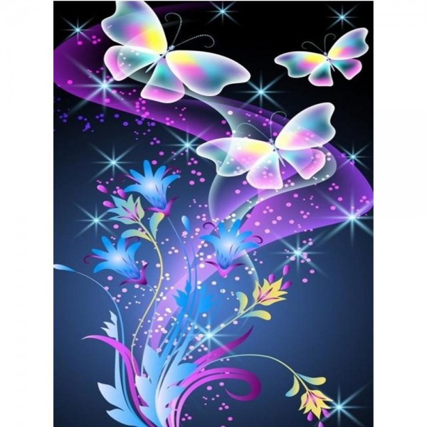 11ct Full cross stitch | Butterfly and flower（30x40cm） Painting By Numbers UK