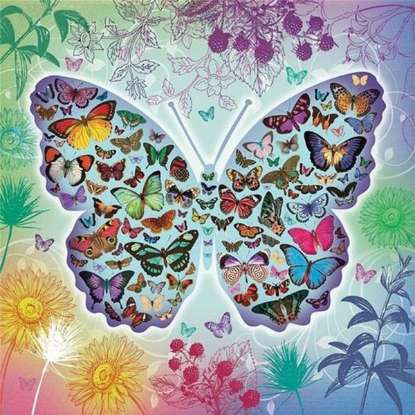 11ct Full cross stitch | Butterfly（30x30cm） Painting By Numbers UK