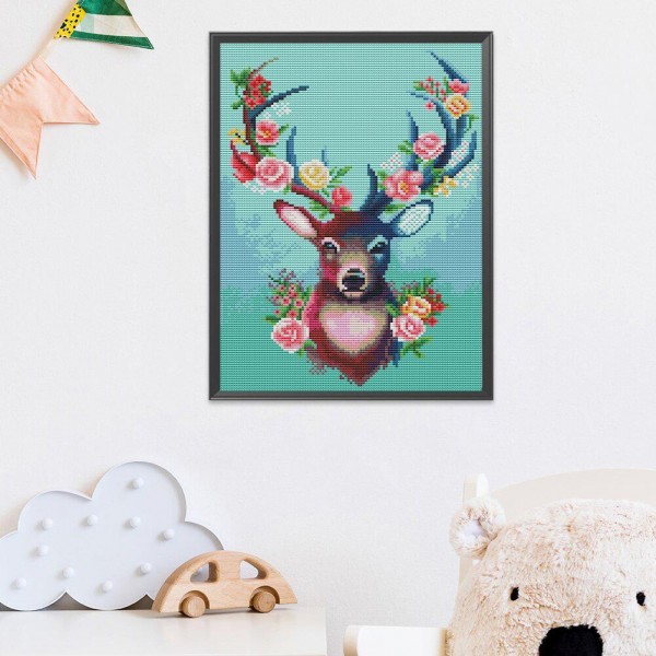 11ct Full cross stitch | deer（30x40cm） Painting By Numbers UK