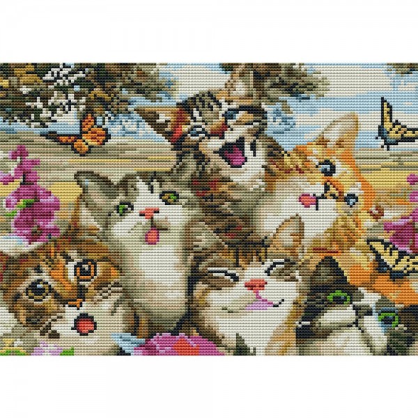 14ct Full cross stitch | Cute Cat（30x40cm） Painting By Numbers UK