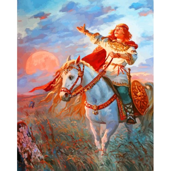 Warrior On Horse  (40X50cm) Painting By Numbers UK