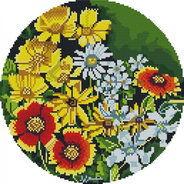 11ct cross stitch | Flower Round Cross Stitch（36x36cm） Painting By Numbers UK