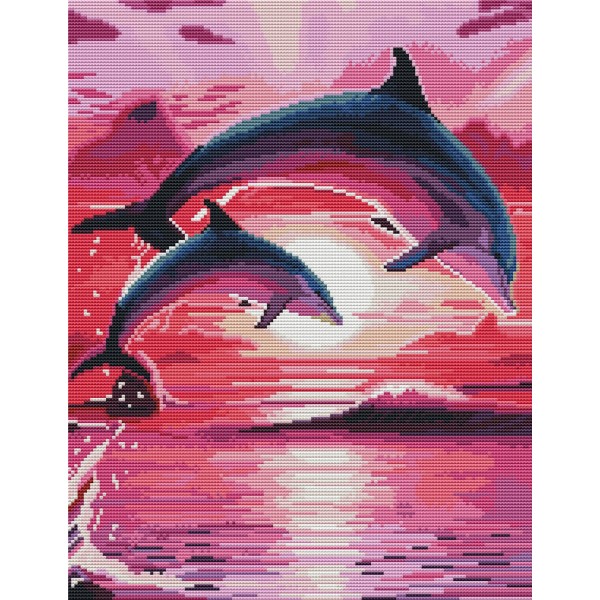 14ct Full cross stitch | Dolphin（30x40cm） Painting By Numbers UK