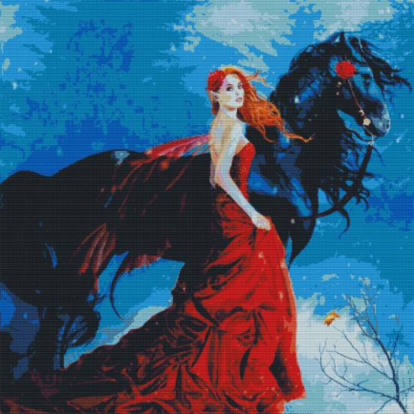 11ct cross stitch | Woman and horse（30x30cm） Painting By Numbers UK